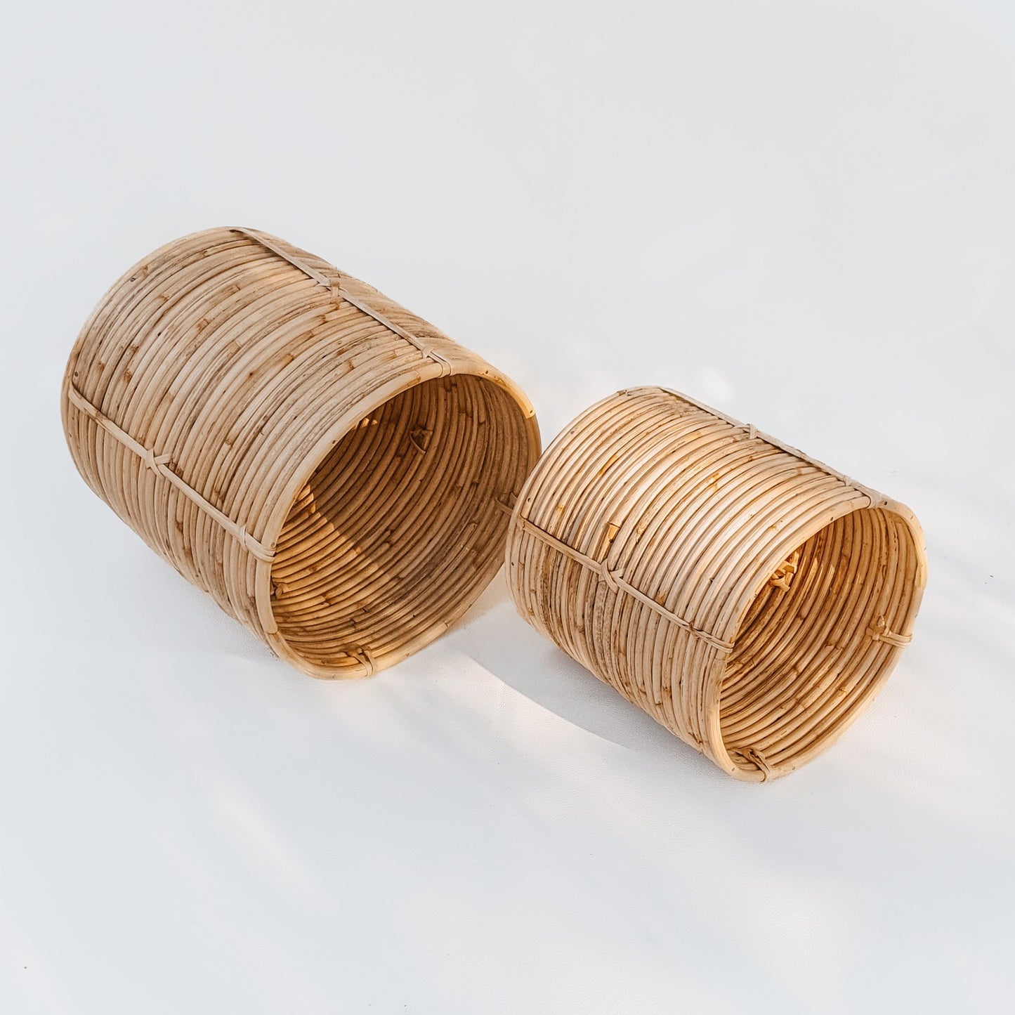 Round Tub Cane Planter - Set of 2 - Planter - Soiled